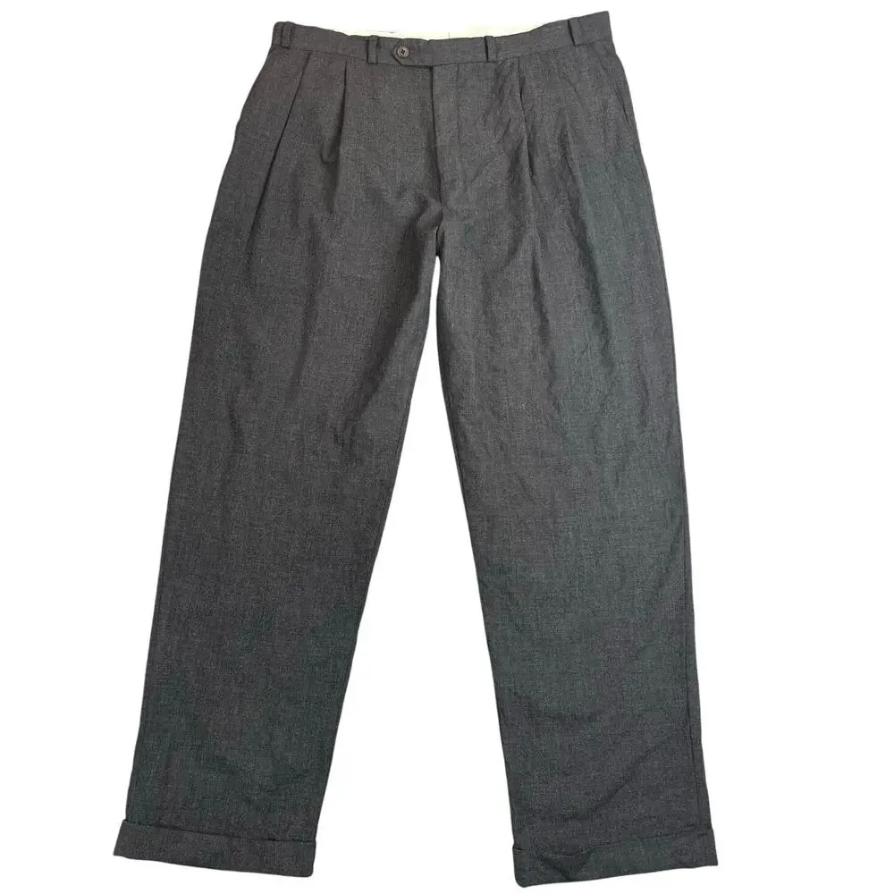 Vintage 90s Chaps Ralph Lauren Gray Pleated Dress Pants Trousers - 36x30.5